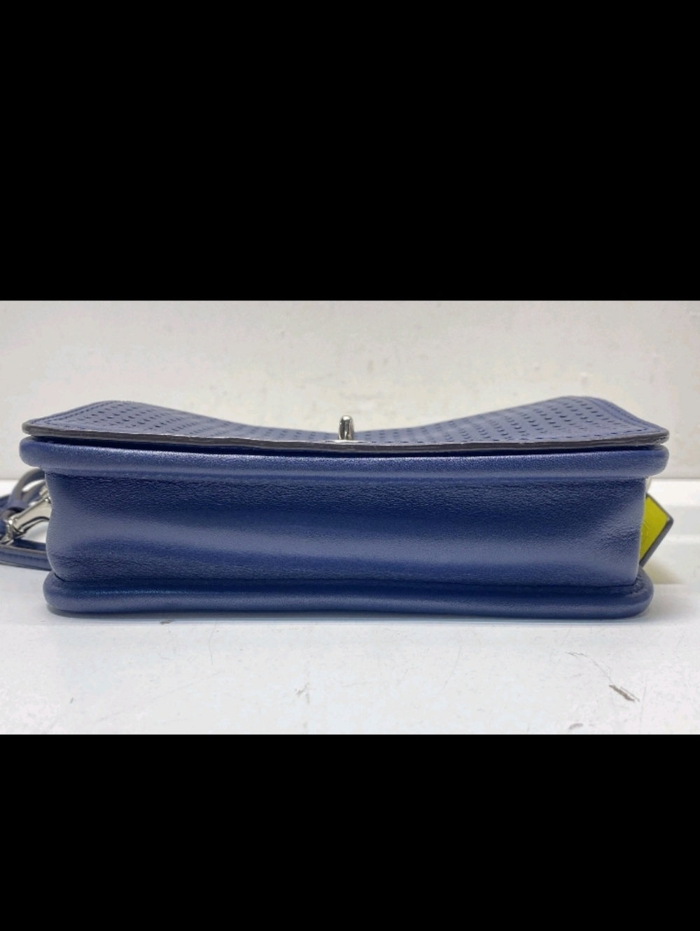 Coach-Legacy Penny Perforated Crossbody Bag (Navy-Bright Citrine💛💙) - Picture 4 of 5